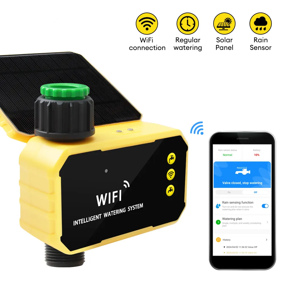 جهاز التحكم الذكي لصمام المياه مزود بمصدر طاقة شمسي وبطارية قابلة للشحن image