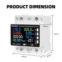 جوزة ذكية تويا 63 امبير مع شاشة كبيرة مع خاصية الحماية من الفوليتة العالية والواطئة مع تسرب الايرث وتحليل الاستهلاك وقياس الحرارة image