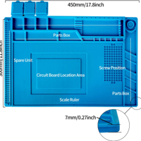 فرشة سليكون للصيانة للالكتروينات بحجم 30سم * 45 سم مع جيوب ومواضع تثبيت image