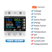 جوزة ذكية تويا 63 امبير مع شاشة كبيرة مع خاصية الحماية من الفوليتة العالية والواطئة مع تسرب الايرث وتحليل الاستهلاك وقياس الحرارة image