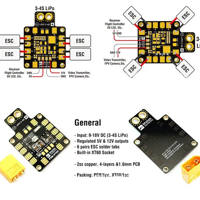 بورد لتوزيع القدرة من مصدر بطارية ليثيوم بوليمر وفولتيات وتجهيز الفولتيات 5 و 12 فولت مع منفذ اكس تي 60 للربط بالبطارية مباشرة image