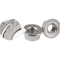 صامولة قفل مسننة من الفولاذ المقاوم للصدأ M5 (5mm) مع شفة سداسية، مقاومة للتآكل وتوفر تثبيتًا قويًا وآمنًا. image